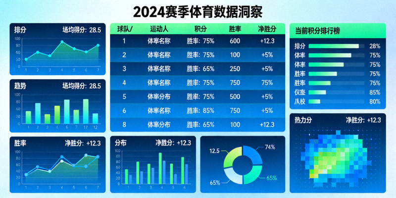 复杂的体育数据可视化仪表盘与排行榜